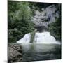 Waterfall of River Lison Emerging from Underground, Source Du Lison, Nans Sous St. Anne, Jura, Fran-Stuart Black-Mounted Photographic Print