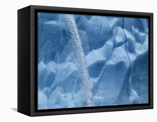 Waterfall on Glacier on Spitsbergen-Hans Strand-Framed Stretched Canvas