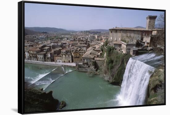 Waterfall on Italian River-Vittoriano Rastelli-Framed Stretched Canvas