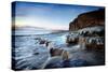 Waterfall on Monknash Beach-Ann Clark Landscapes-Stretched Canvas