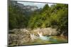 Waterfall on Rio Bellos river in the limestone Anisclo Canyon, Ordesa National Park, Anisclo, Pyren-Robert Francis-Mounted Photographic Print