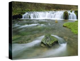 Waterfall on River Lathkill, Lathkill Dale, Peak District National Park, Derbyshire, England-Pearl Bucknell-Stretched Canvas