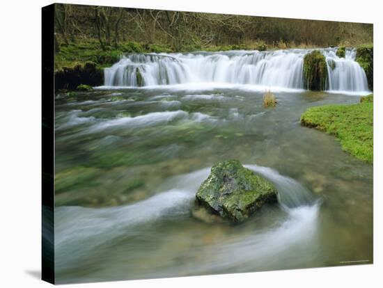 Waterfall on River Lathkill, Lathkill Dale, Peak District National Park, Derbyshire, England-Pearl Bucknell-Stretched Canvas