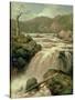 Waterfall on River Neath, South Wales-James Burrell Smith-Stretched Canvas