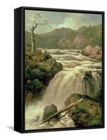 Waterfall on River Neath, South Wales-James Burrell Smith-Framed Stretched Canvas