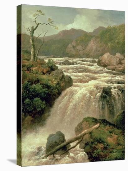 Waterfall on River Neath, South Wales-James Burrell Smith-Stretched Canvas