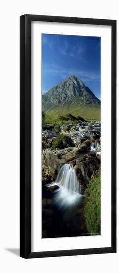 Waterfall on the River Coupall with Buachaille Etive Mor in Background, Western Highlands, Scotland-Lee Frost-Framed Premium Photographic Print