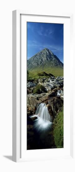 Waterfall on the River Coupall with Buachaille Etive Mor in Background, Western Highlands, Scotland-Lee Frost-Framed Photographic Print