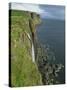 Waterfall over Cliff into the Sea, the Kilt Rock, Isle of Skye, Scotland, United Kingdom, Europe-David Hughes-Stretched Canvas