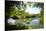 Waterfall, Pond, Bamboo Grove and Straw Roof Hut at West Lake, Hangzhou, Zhejiang, China-Andreas Brandl-Mounted Photographic Print