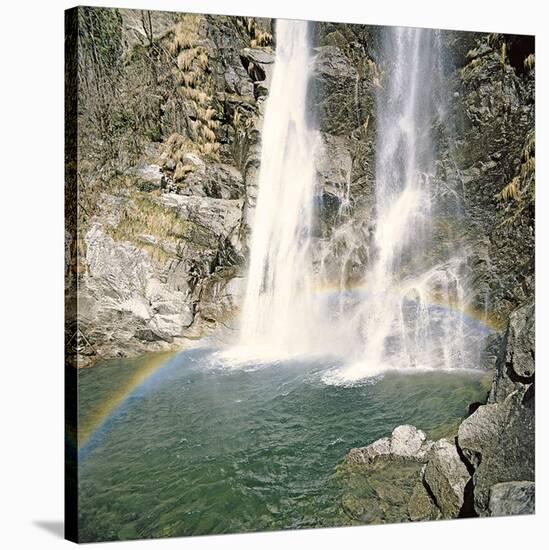 Waterfall Pool Rainbow-null-Stretched Canvas