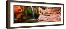 Waterfall Rushing Through the Rocks, Redwall Cavern, Grand Canyon National Park, Arizona, USA-null-Framed Photographic Print