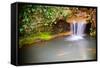 Waterfall Spilling into Coy Fish or Goldfish Pond-Rob Hainer-Framed Stretched Canvas