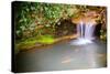 Waterfall Spilling into Coy Fish or Goldfish Pond-Rob Hainer-Stretched Canvas