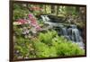 Waterfall with Ferns and Azaleas at Azalea Path Arboretum and Botanical Gardens, Hazleton, Indiana-Richard and Susan Day-Framed Photographic Print