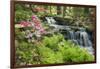 Waterfall with Ferns and Azaleas at Azalea Path Arboretum and Botanical Gardens, Hazleton, Indiana-Richard and Susan Day-Framed Photographic Print