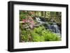 Waterfall with Ferns and Azaleas at Azalea Path Arboretum and Botanical Gardens, Hazleton, Indiana-Richard and Susan Day-Framed Photographic Print