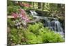 Waterfall with Ferns and Azaleas at Azalea Path Arboretum and Botanical Gardens, Hazleton, Indiana-Richard and Susan Day-Mounted Photographic Print