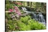 Waterfall with Ferns and Azaleas at Azalea Path Arboretum and Botanical Gardens, Hazleton, Indiana-Richard and Susan Day-Stretched Canvas