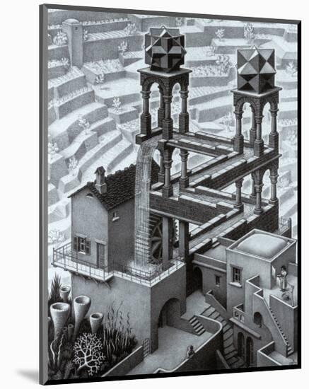 Waterfall-M^ C^ Escher-Mounted Art Print