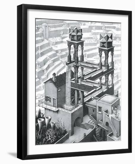 Waterfall-M^ C^ Escher-Framed Art Print