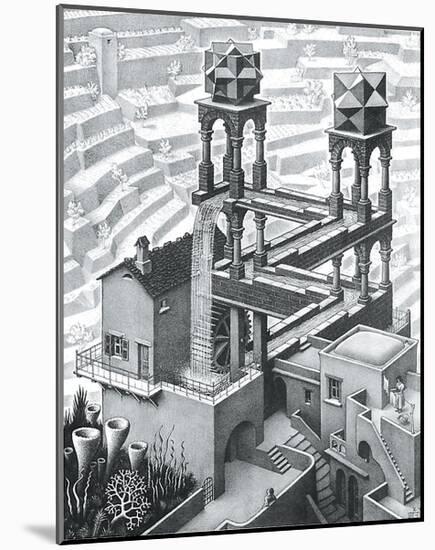 Waterfall-M^ C^ Escher-Mounted Art Print