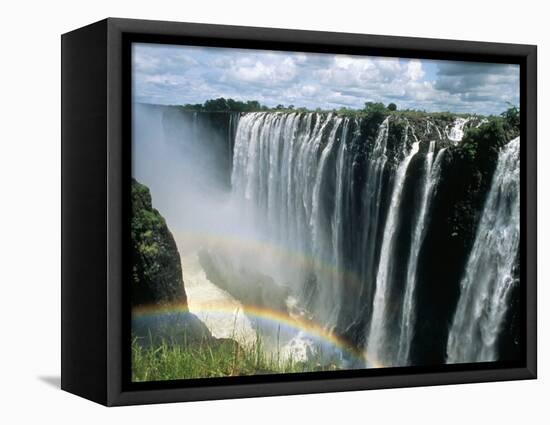 Waterfalls and Rainbows, Victoria Falls, Unesco World Heritage Site, Zambia, Africa-D H Webster-Framed Stretched Canvas