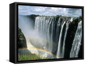 Waterfalls and Rainbows, Victoria Falls, Unesco World Heritage Site, Zambia, Africa-D H Webster-Framed Stretched Canvas