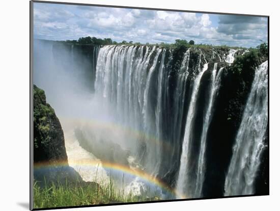 Waterfalls and Rainbows, Victoria Falls, Unesco World Heritage Site, Zambia, Africa-D H Webster-Mounted Photographic Print