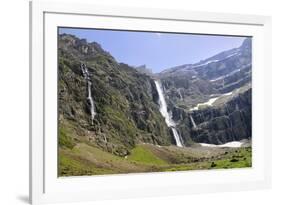 Waterfalls Cascade Down the Karst Limestone Cliffs of the Cirque De Gavarnie-Nick Upton-Framed Photographic Print