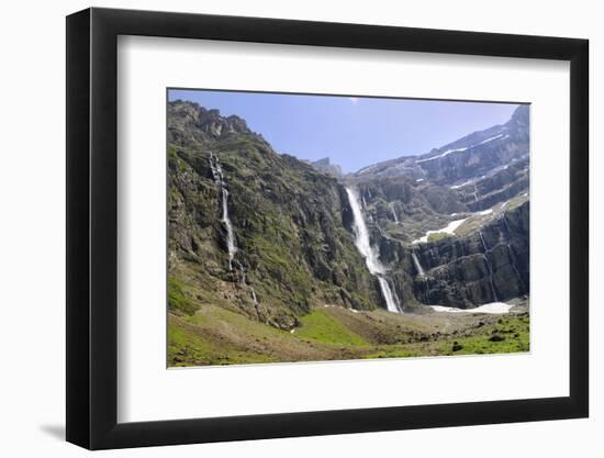 Waterfalls Cascade Down the Karst Limestone Cliffs of the Cirque De Gavarnie-Nick Upton-Framed Photographic Print