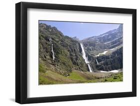 Waterfalls Cascade Down the Karst Limestone Cliffs of the Cirque De Gavarnie-Nick Upton-Framed Photographic Print