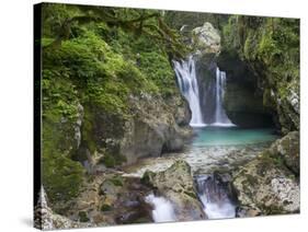 Waterfalls in the Sunik water grove, Lepenatal, Triglav national park, Julian Alps, Slovenia-Michael Jaeschke-Stretched Canvas