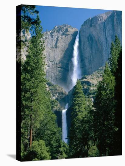 Waterfalls Swollen by Summer Snowmelt at the Upper and Lower Yosemite Falls, USA-Ruth Tomlinson-Stretched Canvas