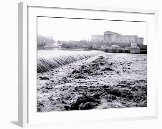 Waterfalls with Art Museum in Distance, Philadelphia, Pennsylvania-null-Framed Photo