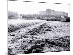 Waterfalls with Art Museum in Distance, Philadelphia, Pennsylvania-null-Mounted Photo