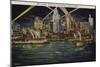 Waterfront at Night, Detroit, Michigan, USA-null-Mounted Giclee Print