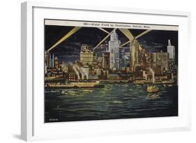 Waterfront at Night, Detroit, Michigan, USA-null-Framed Giclee Print