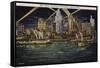 Waterfront at Night, Detroit, Michigan, USA-null-Framed Stretched Canvas