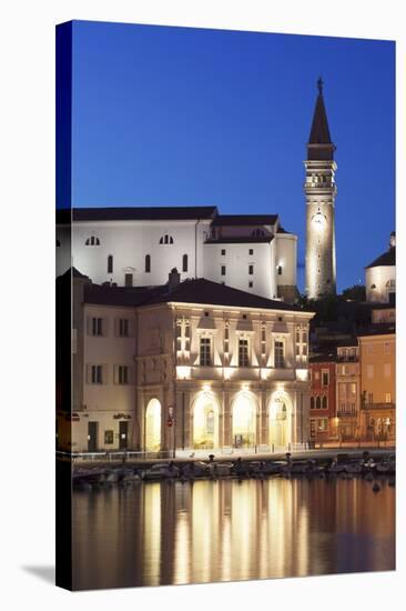 Waterfront Buildings at the Harbour and Bell Tower of Cathedral of St. George-Markus Lange-Stretched Canvas