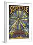 Waterfront Ferris Wheel - Seattle, Washington-Lantern Press-Framed Art Print