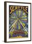 Waterfront Ferris Wheel - Seattle, Washington-Lantern Press-Framed Art Print
