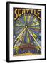 Waterfront Ferris Wheel - Seattle, Washington-Lantern Press-Framed Art Print