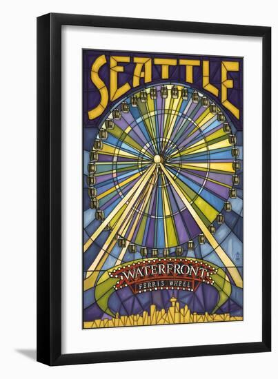 Waterfront Ferris Wheel - Seattle, Washington-Lantern Press-Framed Art Print