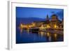 Waterfront Lit Up at Dusk, Trogir, UNESCO World Heritage Site, Dalmatian Coast, Croatia, Europe-John Miller-Framed Photographic Print