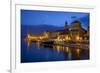 Waterfront Lit Up at Dusk, Trogir, UNESCO World Heritage Site, Dalmatian Coast, Croatia, Europe-John Miller-Framed Photographic Print