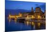 Waterfront Lit Up at Dusk, Trogir, UNESCO World Heritage Site, Dalmatian Coast, Croatia, Europe-John Miller-Mounted Photographic Print