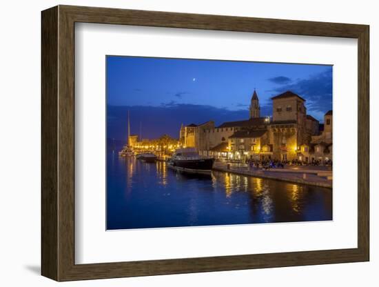 Waterfront Lit Up at Dusk, Trogir, UNESCO World Heritage Site, Dalmatian Coast, Croatia, Europe-John Miller-Framed Photographic Print