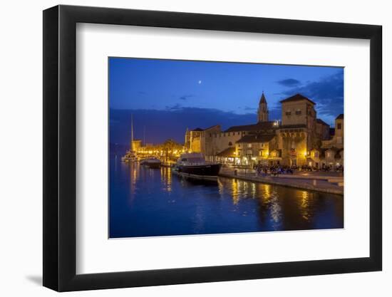 Waterfront Lit Up at Dusk, Trogir, UNESCO World Heritage Site, Dalmatian Coast, Croatia, Europe-John Miller-Framed Photographic Print