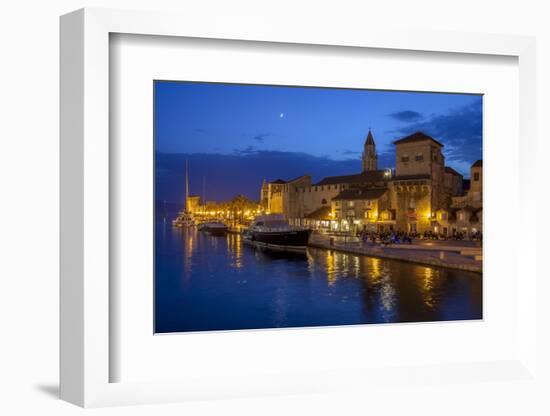 Waterfront Lit Up at Dusk, Trogir, UNESCO World Heritage Site, Dalmatian Coast, Croatia, Europe-John Miller-Framed Photographic Print